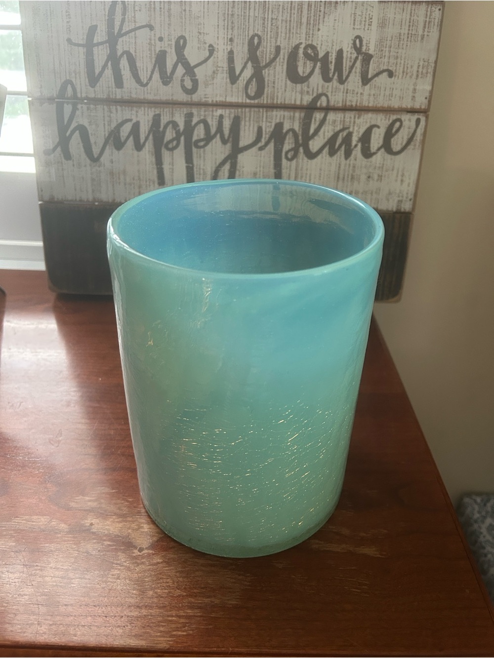 Handblown Glass Vase - Aqua Blue
